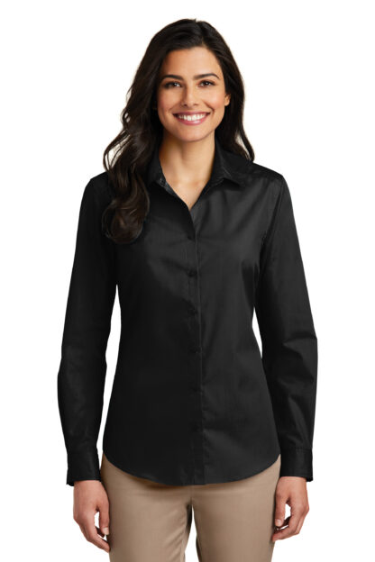 Port Authority® Ladies Long Sleeve Carefree Poplin Shirt - Image 4