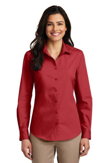 Port Authority® Ladies Long Sleeve Carefree Poplin Shirt - Image 3