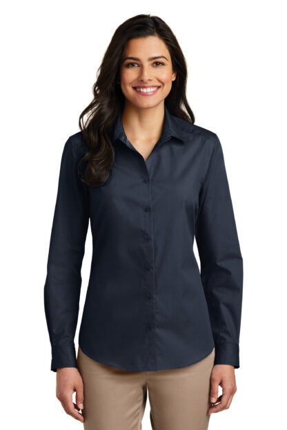 Port Authority® Ladies Long Sleeve Carefree Poplin Shirt - Image 5