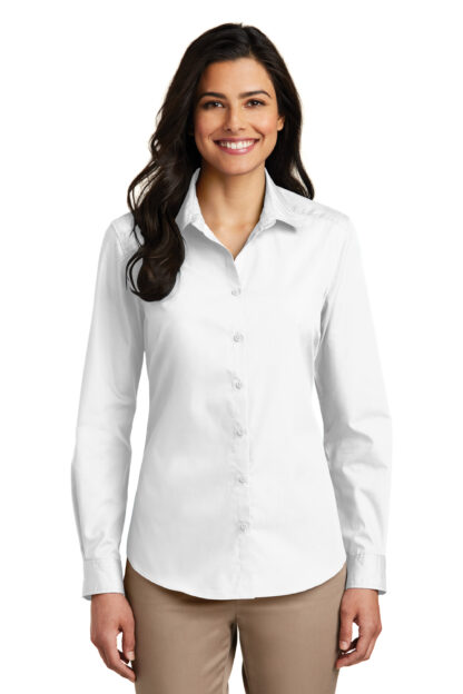 Port Authority® Ladies Long Sleeve Carefree Poplin Shirt - Image 2