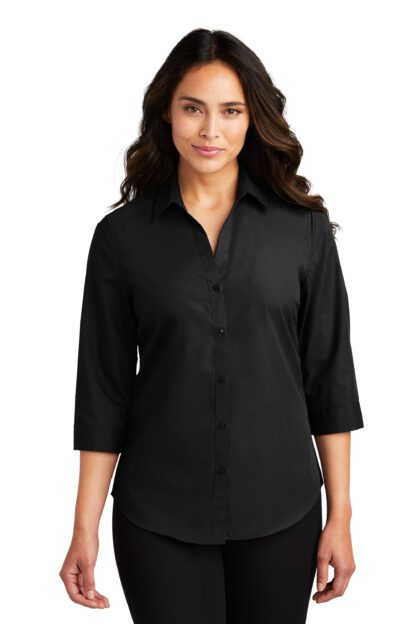 Port Authority® Ladies 3/4-Sleeve Carefree Poplin Shirt - Image 2