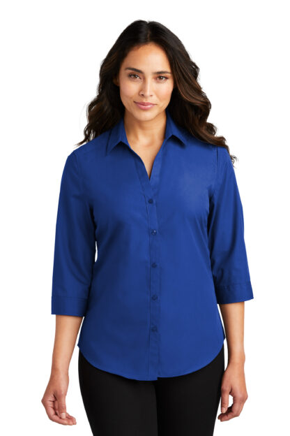 Port Authority® Ladies 3/4-Sleeve Carefree Poplin Shirt - Image 3